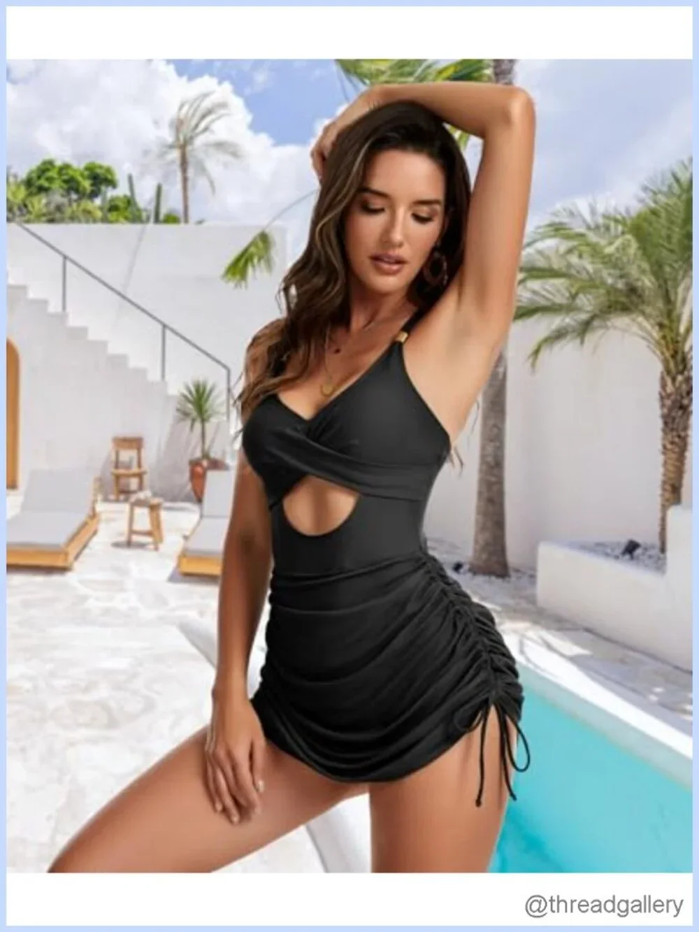 One Piece Swimsuit Women Tummy Control Sexy Halter Cutout Mesh Swimwear